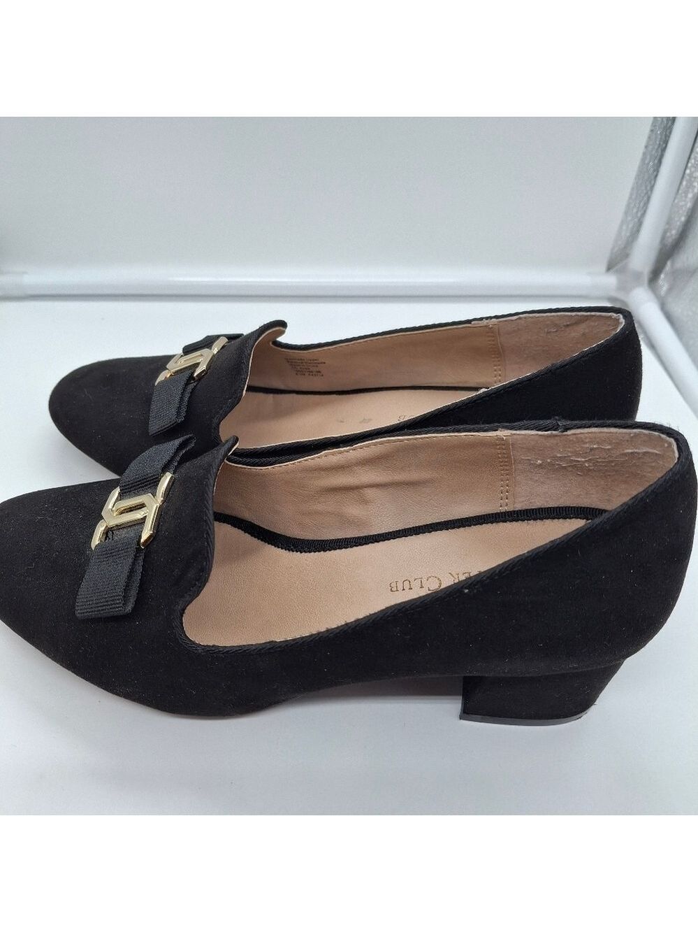 Charter Club Women's Black Suede Loafers with Gold Accent Sz 6.5 - Picture 7 of 8